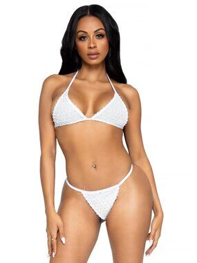 Leg Avenue 2 Pc Tempest Rhinestone Bikini Set with Mesh Top G-String Bottoms